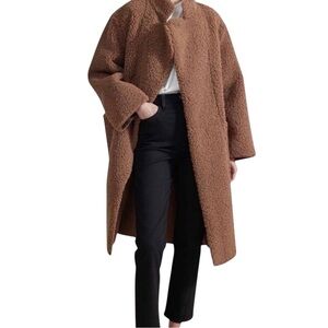 NWT Apiece Apart Cloud Walk Faux Fur Sherpa Single Hook Eye Closure Long Coat